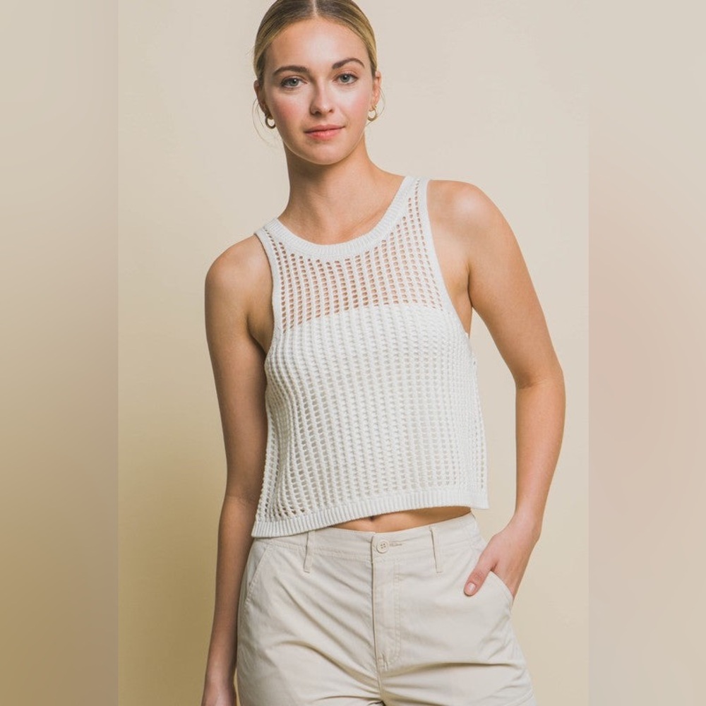 #123 Karlie White Knit Top